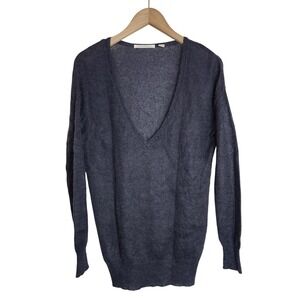 Trenery Sweater Women's Small V-Neck‎ Long Sleeve Mohair Grey Blue